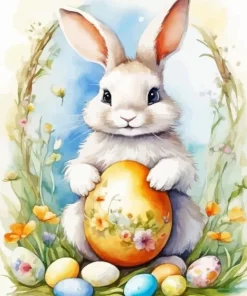 Easter Bunny And Eggs Diamond Painting