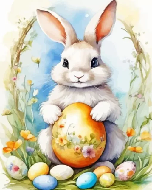 Easter Bunny And Eggs Diamond Painting