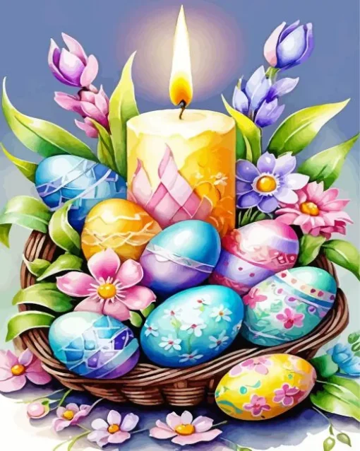 Easter Eggs And Candles Diamond Painting