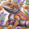 Floral Bearded Dragon Diamond Painting