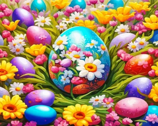 Floral Easter Egg Diamond Painting