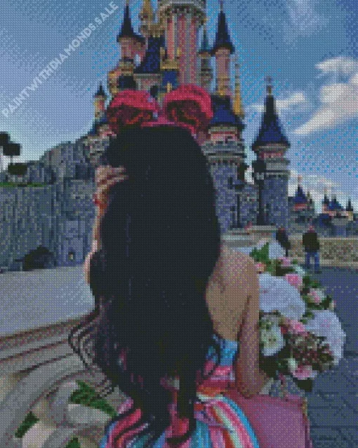 Girl In Disneyland Castle Diamond Painting