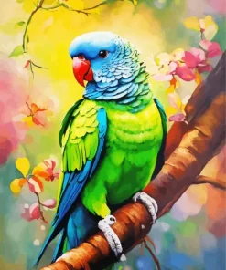 Green Parakeet Diamond Painting