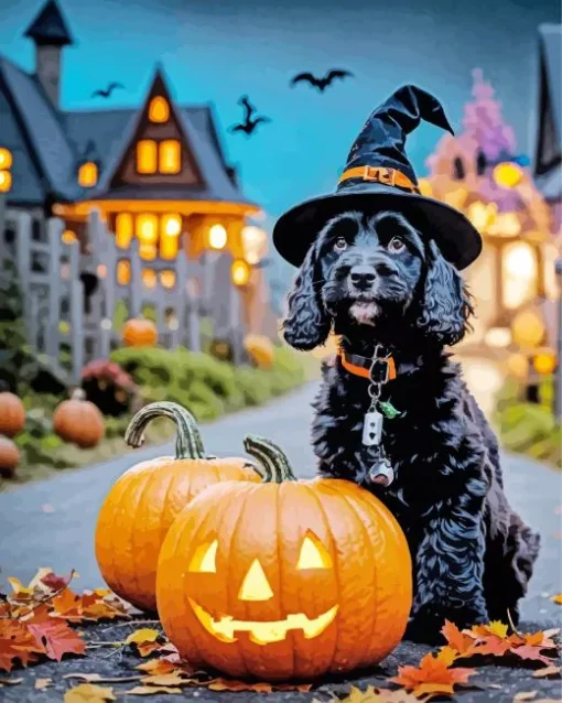 Halloween Boykin Spaniel Diamond Painting