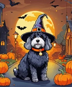 Halloween Sheepadoodle Diamond Painting