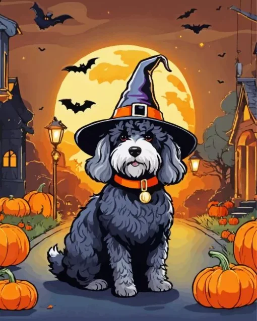 Halloween Sheepadoodle Diamond Painting