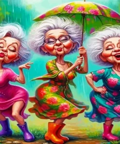 Happy Old Ladies Diamond Paintings