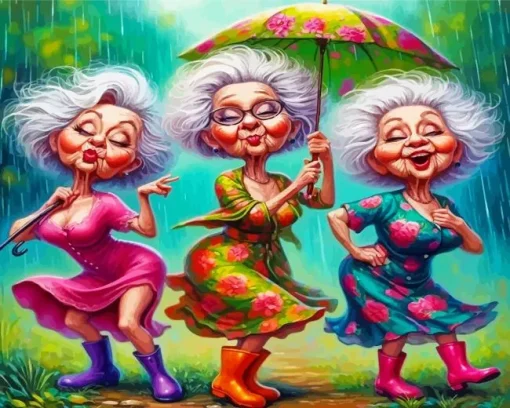 Happy Old Ladies Diamond Paintings