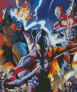 Ultraman And Godzilla Art Diamond Painting