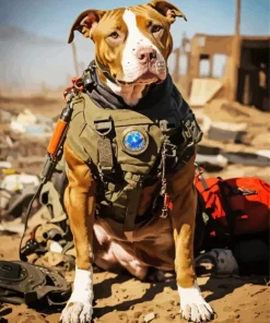 Military Pit Bull Diamond Painting