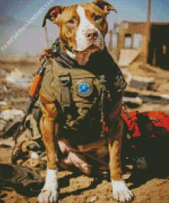 Military Pit Bull Diamond Painting