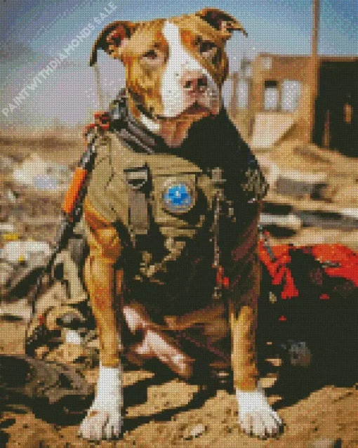 Military Pit Bull Diamond Painting