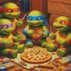 ninja turtles eating pizza Diamond With Numbers