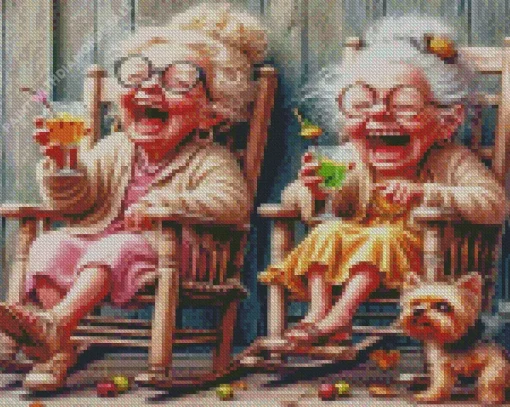 Old Ladies Laughing Diamond Paintings