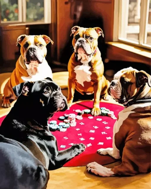 Poker Pit Bulls Diamond Painting