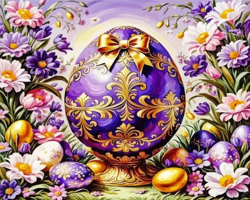 Purple Easter Egg Diamond Painting