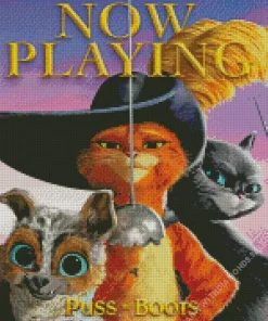 Puss In Boots Characters Poster Diamond Painting