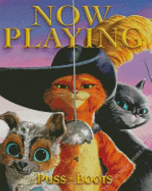 Puss In Boots Characters Poster Diamond Painting