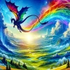 rainbow dragon flying Diamond Paintings