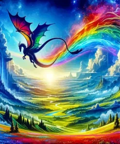 rainbow dragon flying Diamond Paintings