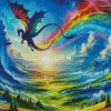 rainbow dragon flying Diamond Paints