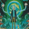 rick and morty animated serie poster Diamond With Numbers