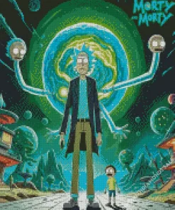 rick and morty animated serie poster Diamond With Numbers