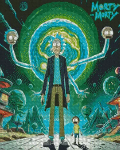 rick and morty animated serie poster Diamond With Numbers