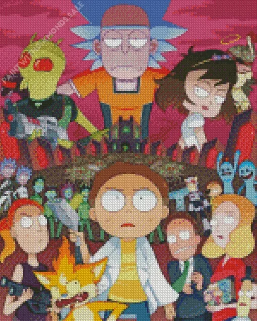 rick and morty characters Diamond With Numbers