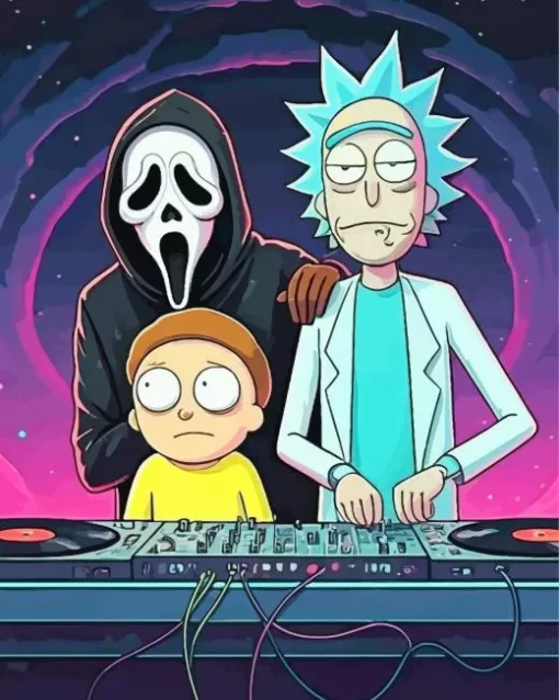 rick and morty with ghostface Diamond Paints