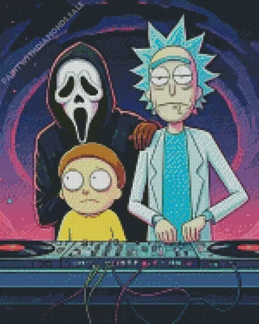 rick and morty with ghostface Diamond With Numbers