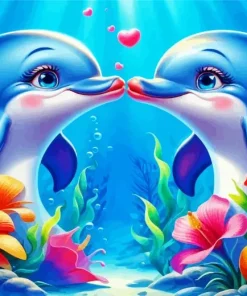 Romantic Dolphins Diamond Paintings