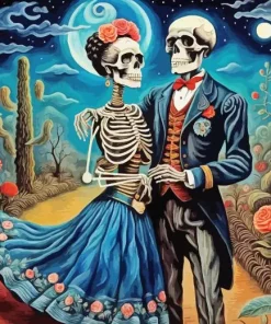 Romantic Frida Kahlo Skeleton Diamond Painting