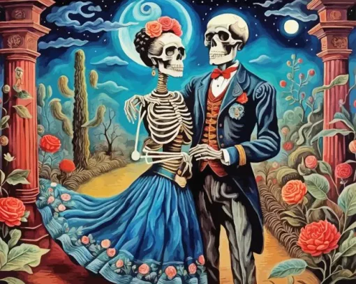 Romantic Frida Kahlo Skeleton Diamond Painting