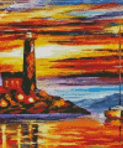 Sailboat And Lighthouse Diamond Painting