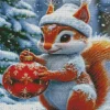 Cute Squirrel Christmas Morning Diamond Painting