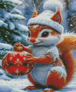 Cute Squirrel Christmas Morning Diamond Painting