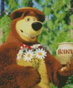 The Bear With Honey Diamond Painting