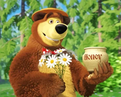 The Bear With Honey Diamond Painting