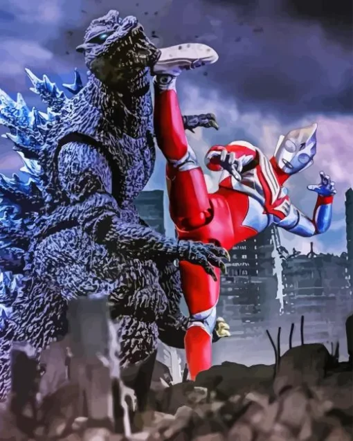 Ultraman And Godzilla Diamond Painting