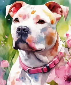 White Pit bull Diamond Painting