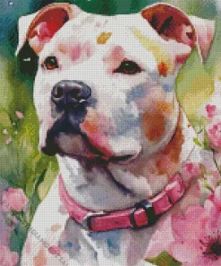 White Pit bull Diamond Painting