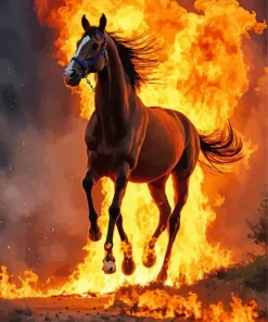 Arabian Horse And Fire Diamond Painting