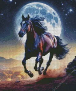 Arabian Horse And Moon Diamond Painting