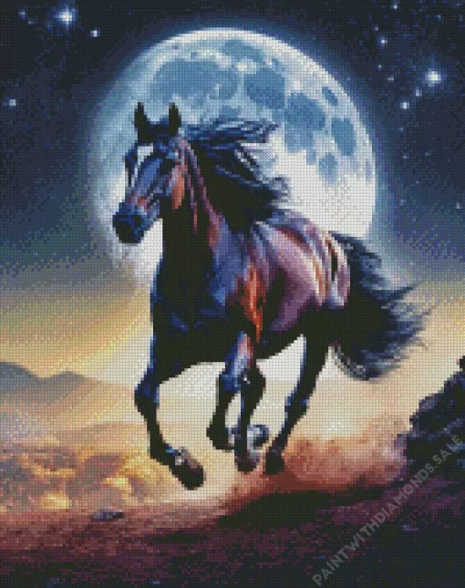 Arabian Horse And Moon Diamond Painting