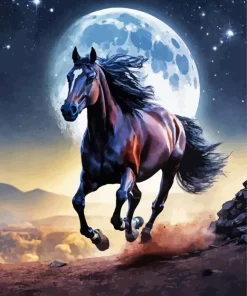 Arabian Horse And Moon Diamond Painting