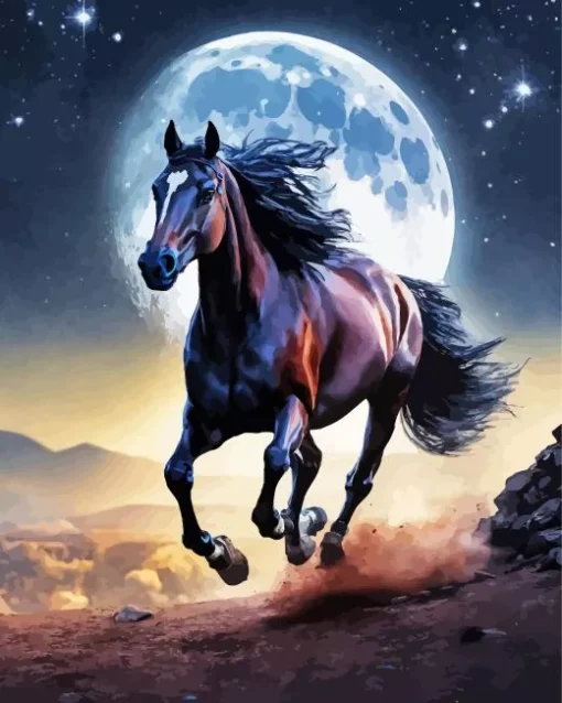 Arabian Horse And Moon Diamond Painting