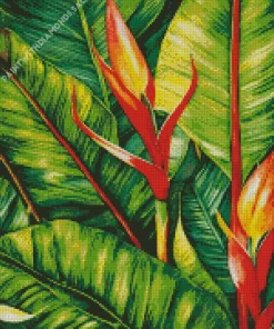 Bird Of Paradise Large Leaves Diamond Painting