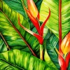 Bird Of Paradise Large Leaves Diamond Painting