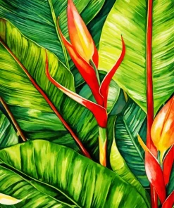 Bird Of Paradise Large Leaves Diamond Painting